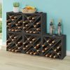 Stackable 12 Bottle Wine Rack in Charcoal Black Wood Finish