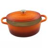 7 Quart Enameled Orange Sunburst Cast Iron Dutch Oven with Lid