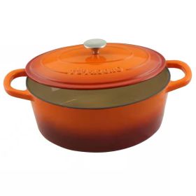 7 Quart Enameled Orange Sunburst Cast Iron Dutch Oven with Lid