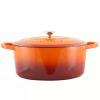 7 Quart Enameled Orange Sunburst Cast Iron Dutch Oven with Lid