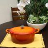 7 Quart Enameled Orange Sunburst Cast Iron Dutch Oven with Lid