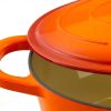 7 Quart Enameled Orange Sunburst Cast Iron Dutch Oven with Lid