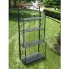 Indoor Outdoor Folding Black Metal Bakers Rack with 4 Tier Lattice Shelves