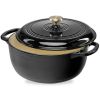 6 Quart Large Black Enamel Cast Iron Dutch Oven Kitchen Cookware
