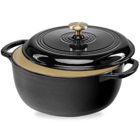 6 Quart Large Black Enamel Cast Iron Dutch Oven Kitchen Cookware