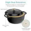 6 Quart Large Black Enamel Cast Iron Dutch Oven Kitchen Cookware