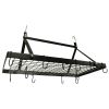 Black Metal Rectangular Pot Rack with 12 Hanging Hooks   Holds up to 40 lbs.
