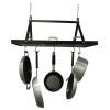 Black Metal Rectangular Pot Rack with 12 Hanging Hooks   Holds up to 40 lbs.