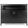 Black Wood 2 Door Dining Buffet Sideboard Cabinet with Open Storage Shelf