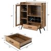 Mid Century Modern Sideboard Wood Buffet Cabinet Wine Rack and Glass Storage