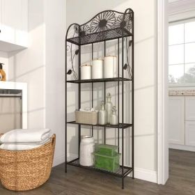 Black Metal 4 Shelf Kitchen Dining Bakers Rack Plant Stand Bookcase Storage Unit