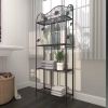 Black Metal 4 Shelf Kitchen Dining Bakers Rack Plant Stand Bookcase Storage Unit