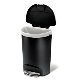 Black 13 Gallon Kitchen Trash Can with Foot Pedal Step Lid
