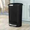 Black 13 Gallon Kitchen Trash Can with Foot Pedal Step Lid