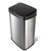 Black Top 13 Gallon Stainless Steel Kitchen Trash Can with Motion Sensor Lid