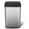 Black Top 13 Gallon Stainless Steel Kitchen Trash Can with Motion Sensor Lid