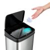 Black Top 13 Gallon Stainless Steel Kitchen Trash Can with Motion Sensor Lid