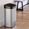 Black Top 13 Gallon Stainless Steel Kitchen Trash Can with Motion Sensor Lid