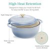 6 Quart Large Baby Blue Enamel Cast Iron Dutch Oven Kitchen Cookware