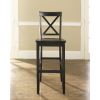 Set of 2   X Back Solid Wood 30 inch Barstools in Black Finish