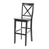 Set of 2   X Back Solid Wood 30 inch Barstools in Black Finish