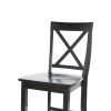 Set of 2   X Back Solid Wood 30 inch Barstools in Black Finish