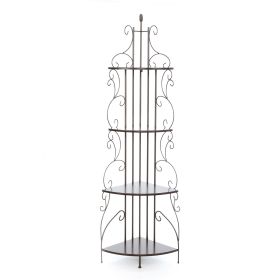 Ornate 4 Tier Metal Corner Bakers Rack Kitchen Dining Shelf