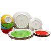 12 Piece Ceramic Dinnerware Set in Blue Red Yellow Green Beige   Service for 4