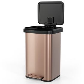13 Gallon Copper Gold Stainless Steel Step Trash Can with Soft Close Lid