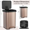 13 Gallon Copper Gold Stainless Steel Step Trash Can with Soft Close Lid