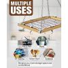 Rectangular 23.5 inch Metal Wood Ceiling Mounted Kitchen Pot Rack