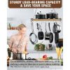 Rectangular 23.5 inch Metal Wood Ceiling Mounted Kitchen Pot Rack