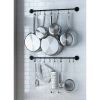 Set of 2   Black Metal Wall Mounted Pot Rack with 20 Hanging Hooks
