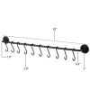 Set of 2   Black Metal Wall Mounted Pot Rack with 20 Hanging Hooks