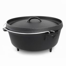 6 Quart Durable Cast Iron Dutch Oven with Lid and Metal Handle