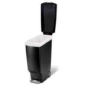 Black 10 Gallon Narrow Kitchen Trash Can with Easy Step on Lid