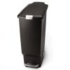 Black 10 Gallon Narrow Kitchen Trash Can with Easy Step on Lid