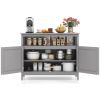 Grey Wood 2 Door Dining Buffet Sideboard Cabinet with Open Storage Shelf