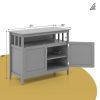Grey Wood 2 Door Dining Buffet Sideboard Cabinet with Open Storage Shelf