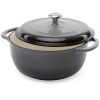 6 Quart Large Grey Enamel Cast Iron Dutch Oven Kitchen Cookware