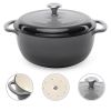 6 Quart Large Grey Enamel Cast Iron Dutch Oven Kitchen Cookware