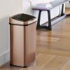 Gold Copper 13 Gallon Stainless Steel Kitchen Trash Can with Motion Sensor Lid