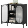2 Door Buffet Sideboard Accent Table Liquor Cabinet in Black Wood Finish