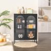 2 Door Buffet Sideboard Accent Table Liquor Cabinet in Black Wood Finish