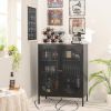 2 Door Buffet Sideboard Accent Table Liquor Cabinet in Black Wood Finish