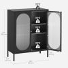 2 Door Buffet Sideboard Accent Table Liquor Cabinet in Black Wood Finish