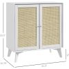 Modern Mid Century Rattan Sideboard Buffet Table Dining Storage Cabinet in White