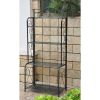 Indoor / Outdoor Folding Iron 4 Shelf Bakers Rack in Bronze with Lattice Shelves