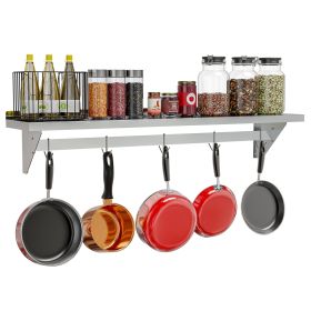 Stainless Steel Heavy Duty Wall Shelf with Pot Rack   12 inches x 60 inches