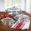 6 Piece Round Glass Casserole Cookware Bakeware Set with Lids